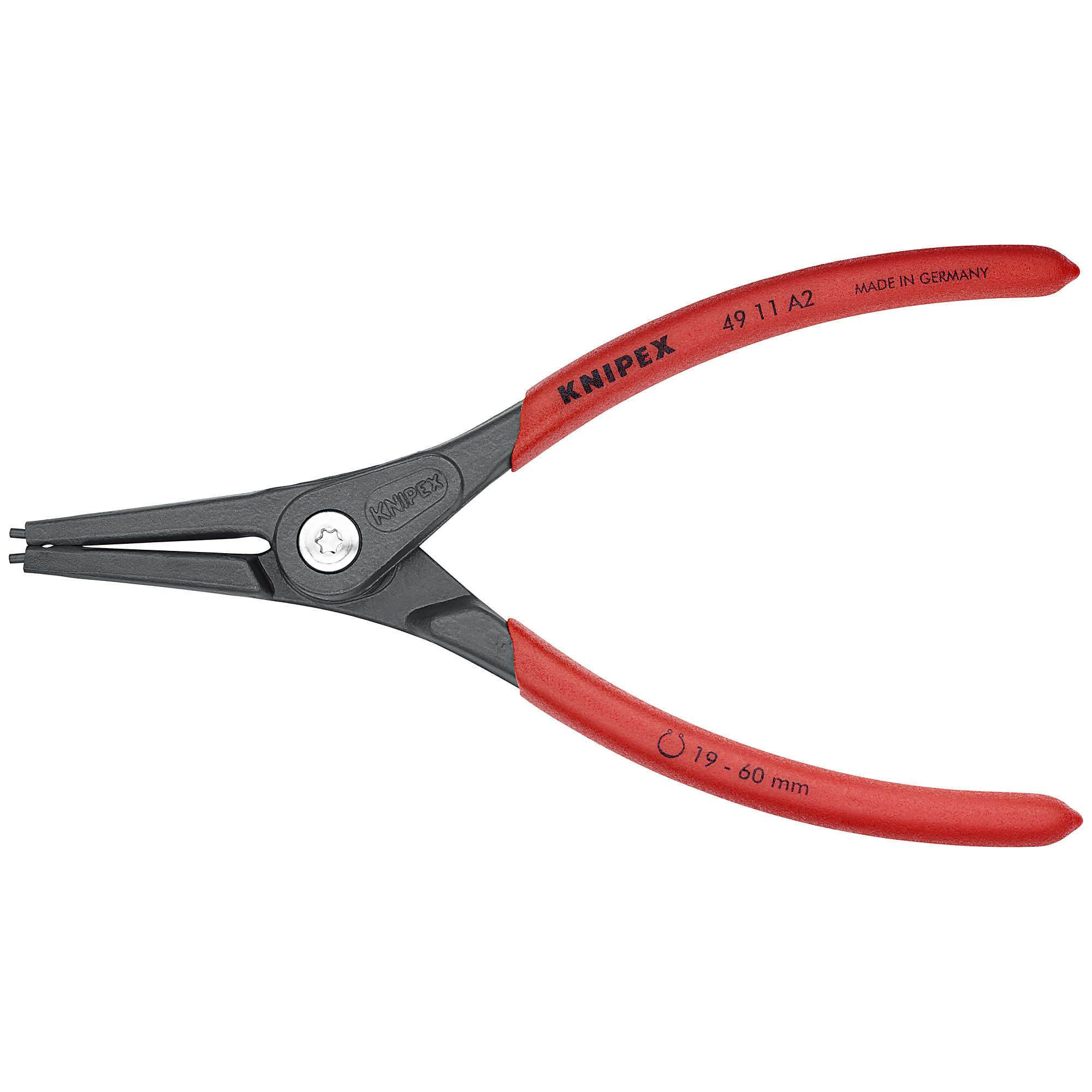 KNIPEX External Precision Snap Ring Pliers - 7.25in., 5/64in. Tip, Steel, Model# 49 11 A2